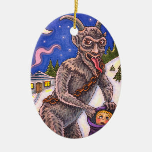 KRAMPUS & NAUGHTY KINDER, BEÄNGSTIGENDE CHRISTMAS KERAMIK ORNAMENT