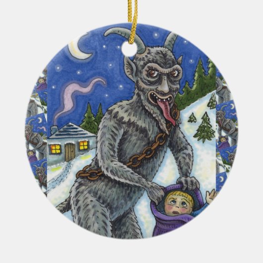 KRAMPUS & NAUGHTY KINDER, BEÄNGSTIGENDE CHRISTMAS  KERAMIK ORNAMENT (Vorne)