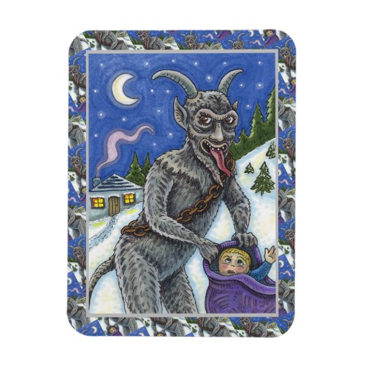 KRAMPUS & NAUGHTY KINDER, BEÄNGSTIGENDE CHRISTMAS  MAGNET (Vertikal)
