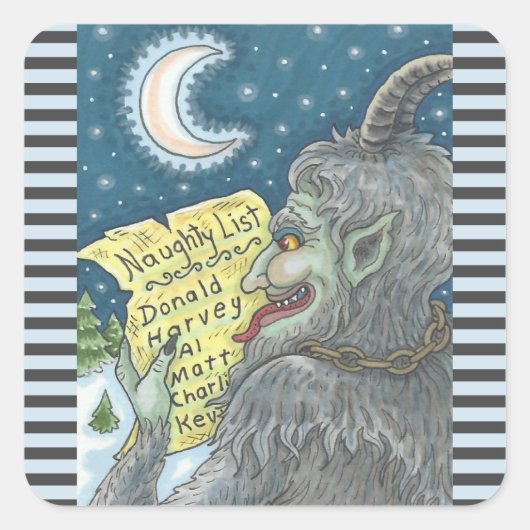 KRAMPUS NAUGHTY KINDER LIST CHRISTMAS STICKERS (Vorderseite)