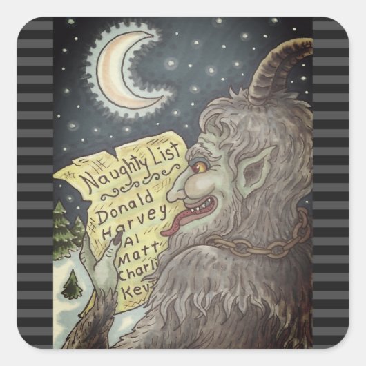 KRAMPUS NAUGHTY KINDER LIST CHRISTMAS STICKERS (Vorderseite)