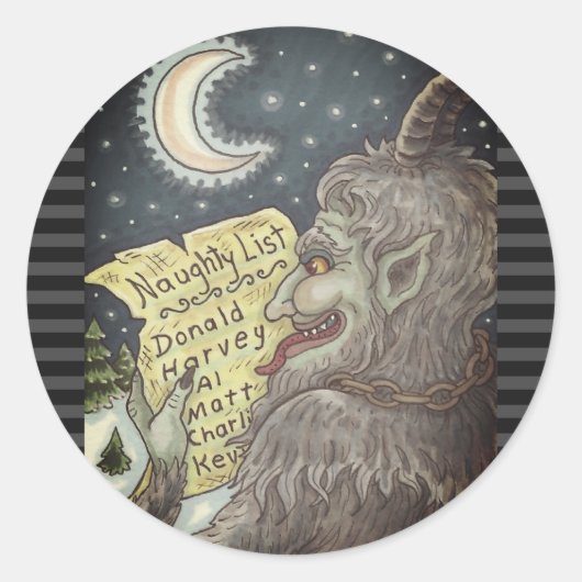 KRAMPUS NAUGHTY KINDER LIST CHRISTMAS STICKERS (Vorderseite)