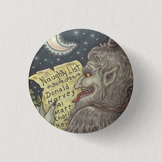 KRAMPUS NAUGHTY LIST CHRISTMAS BUTTON Round (Vorderseite)