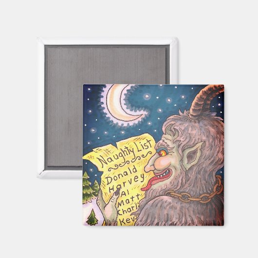 KRAMPUS NAUGHTY LIST CHRISTMAS MAGNET Anpassen (Vorderseite/Rückseite)