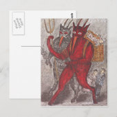 Krampus nimmt Kind mit Postkarte (Vorne/Hinten)