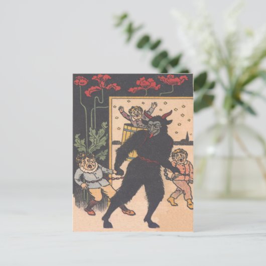 Krampus nimmt schlechte Kinder weg Postkarte (Stehend Vorderseite)