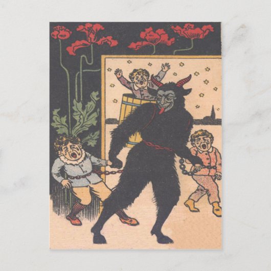 Krampus nimmt schlechte Kinder weg Postkarte (Vorderseite)