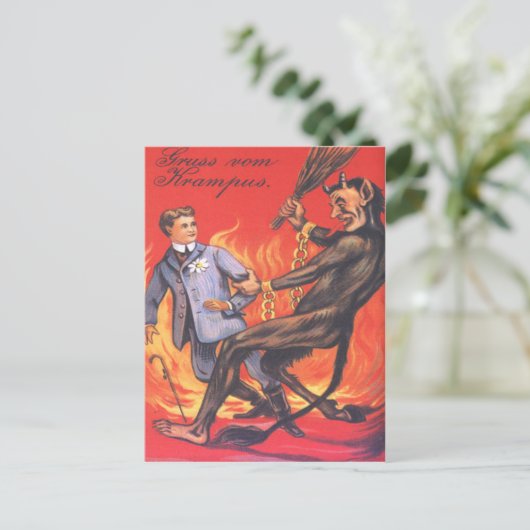 Krampus Punishing Adult Postkarte (Stehend Vorderseite)