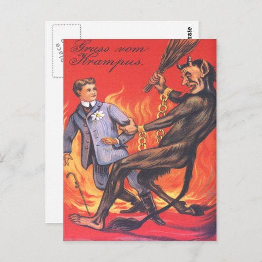 Krampus Punishing Adult Postkarte (Vorne/Hinten)
