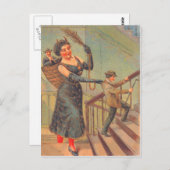 Krampus Punishing Bad Man Postkarte (Vorne/Hinten)