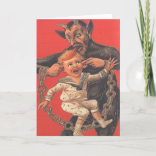 Krampus Punishing Little Boy Feiertagskarte