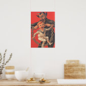Krampus Punishing Little Boy Ohr Poster (Küche)