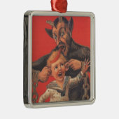 Krampus Punishing Little Boy Ohr Silbernes Ornament (Rechts)