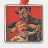 Krampus Punishing Little Boy Ohr Silbernes Ornament (Vorne)
