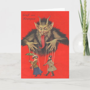 Krampus Puppeteering Erwachsene Feiertagskarte