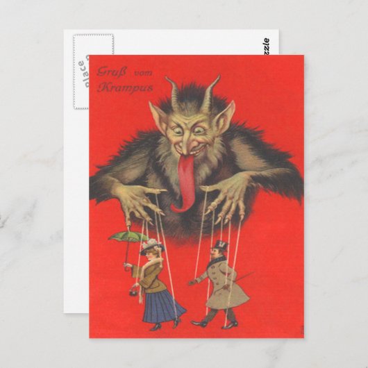 Krampus Puppeteering Erwachsene Postkarte (Vorne/Hinten)