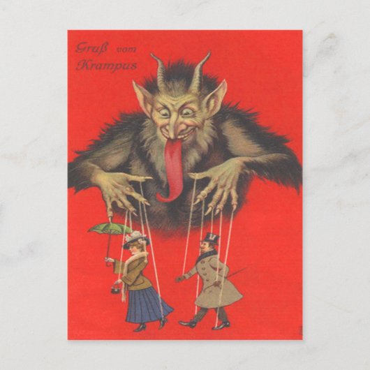 Krampus Puppeteering Erwachsene Postkarte (Vorderseite)