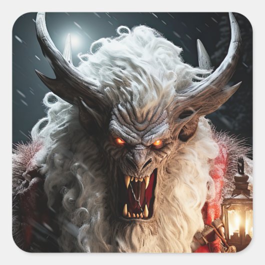 Krampus Quadratischer Aufkleber (Vorderseite)