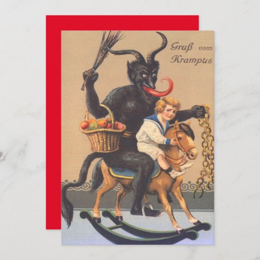 Krampus Reiten Hobbypferd mit Junge (Vorne/Hinten)