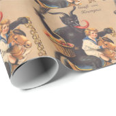 Krampus Reiten Hobbypferd mit Junge Geschenkpapier (Rolleneckpunkt)