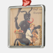Krampus Reiten Hobbypferd mit Junge Ornament Aus Metall (Links)