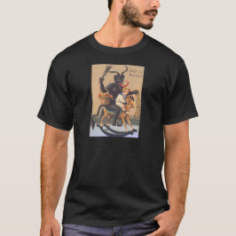 Krampus Reiten Hobbypferd mit Junge T-Shirt