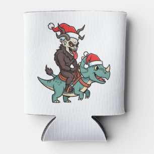 Krampus reitet auf einem Dinosaurier-Santa-Weihnac Dosenkühler