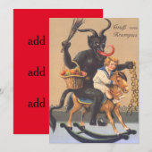 Krampus reitet auf einem Steckenpferd mit einem Ju (Vorne/Hinten)