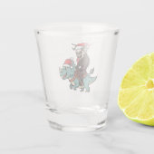 Krampus Riding A Dinosaurier Weihnachtsbäcker Schnapsglas (Rückseite)