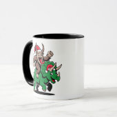Krampus Riding A Dinosaurier Weihnachtsbäcker Tasse (Vorderseite Links)