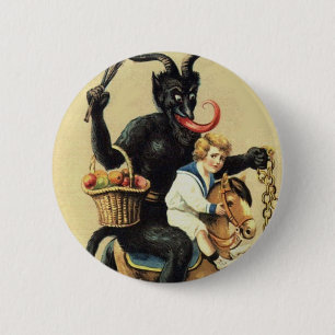 Krampus Rocking Horcking Holiday Weihnachten Weihn Button