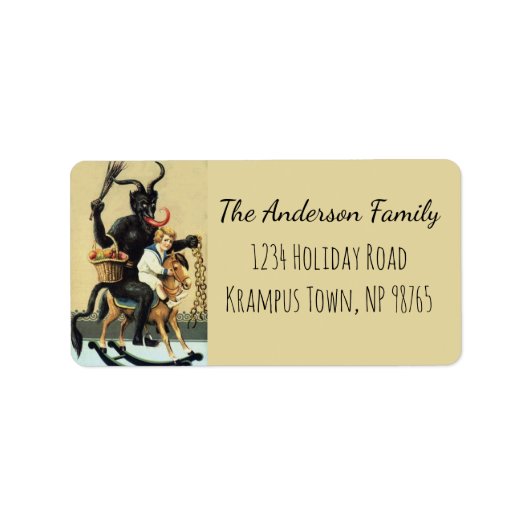 Krampus Rocking Horse Bad Demon Weihnachten Adressaufkleber (Vorne)