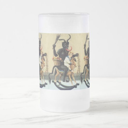 Krampus Rocking Horse Holiday Xmas 16oz Bier Tasse (Mittel)