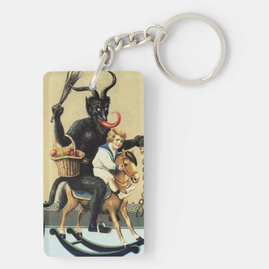 Krampus Rocking Horse Weihnachtsfest Schlüsselanhä Schlüsselanhänger (Rückseite)