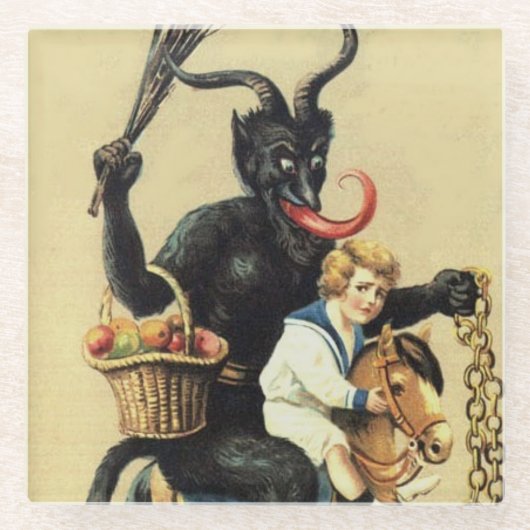 Krampus Rocking Horst Demon Weihnachten Weihnachte Glasuntersetzer (Vorderseite)