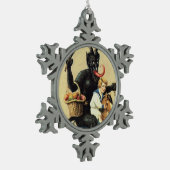 Krampus Rocking Horst Demon Weihnachten Weihnachte Schneeflocken Zinn-Ornament (Links)