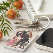 Krampus Scaring Girls Vintage Demon Christmas Schlüsselanhänger (Vorderseite rechts)