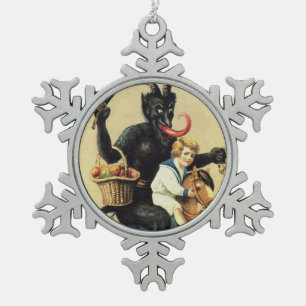 Krampus Schaukelpferd-Dämon-Feiertag Weihnachten X Schneeflocken Zinn-Ornament