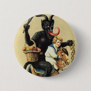 Krampus Schaukelpferd-Feiertag Weihnachten Xmas Button