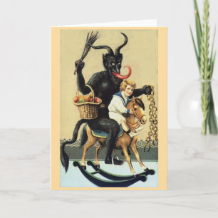 Krampus Schaukelpferd Weihnachts Grußkarte Feiertagskarte