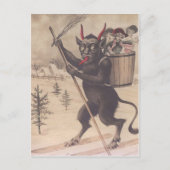 Krampus Skifahren Entführung Frauen Postkarte (Vorderseite)