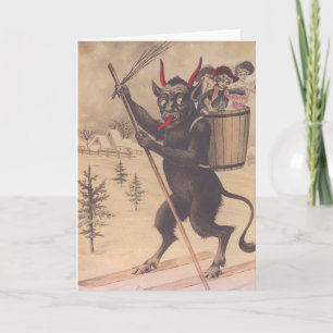 Krampus Skiing Kidnapping Women Feiertagskarte