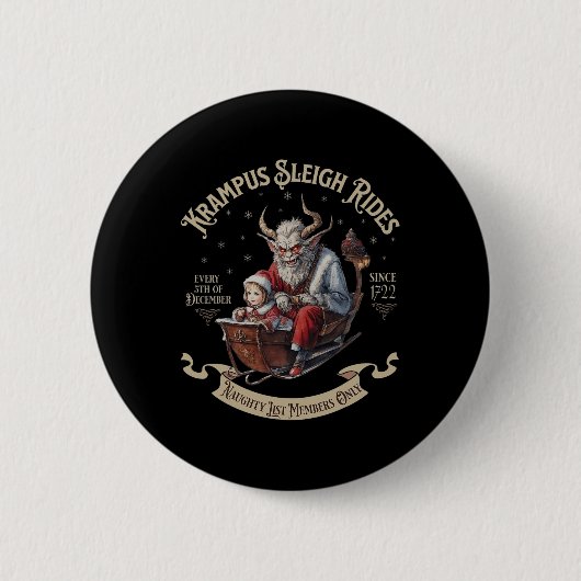 Krampus Sleigh Rides Button (Vorderseite)