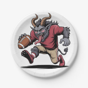 Krampus spielt Fußball Weihnachten Fitness Xmas  Pappteller