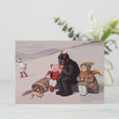 Krampus spielt mit Kindern im Schnee (Stehend Vorderseite)