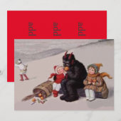 Krampus spielt mit Kindern im Schnee (Vorne/Hinten)