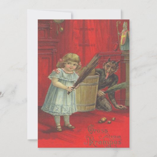 Krampus spielt mit Mädchen (Vorderseite)