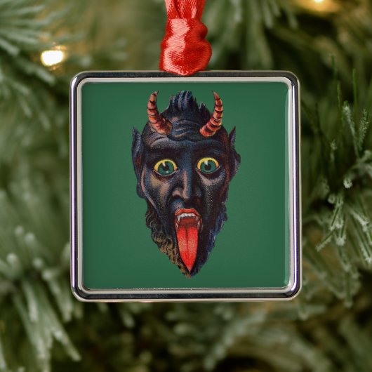 Krampus Spooky Horror Vintage Illustration Ornament Aus Metall (Baum)