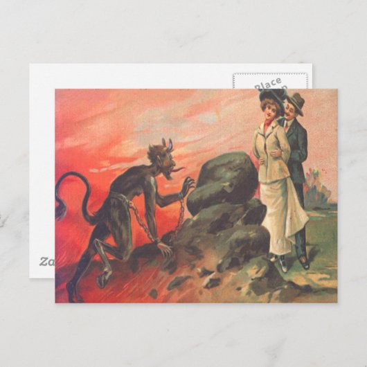 Krampus Stalking Romantisches Paar Postkarte (Vorne/Hinten)