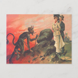 Krampus Stalking Romantisches Paar Postkarte